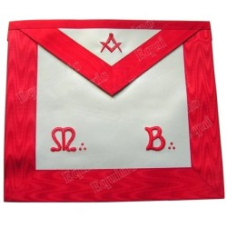 Leather Masonic apron – Scottish Rite (AASR) – Master Mason – Red – Hand embroiderysquare-and-compass + MB – Hand embroidery