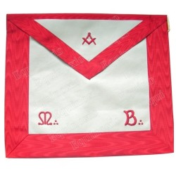 Leather Masonic apron – Scottish Rite (AASR) – Master Mason – Red square-and-compass + MB – Machine embroidery