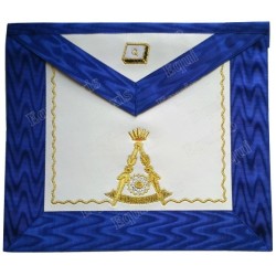 Fake-leather Masonic apron – Scottish Rite (ASSR) – 14th degree – Blue back – Machine embroidery