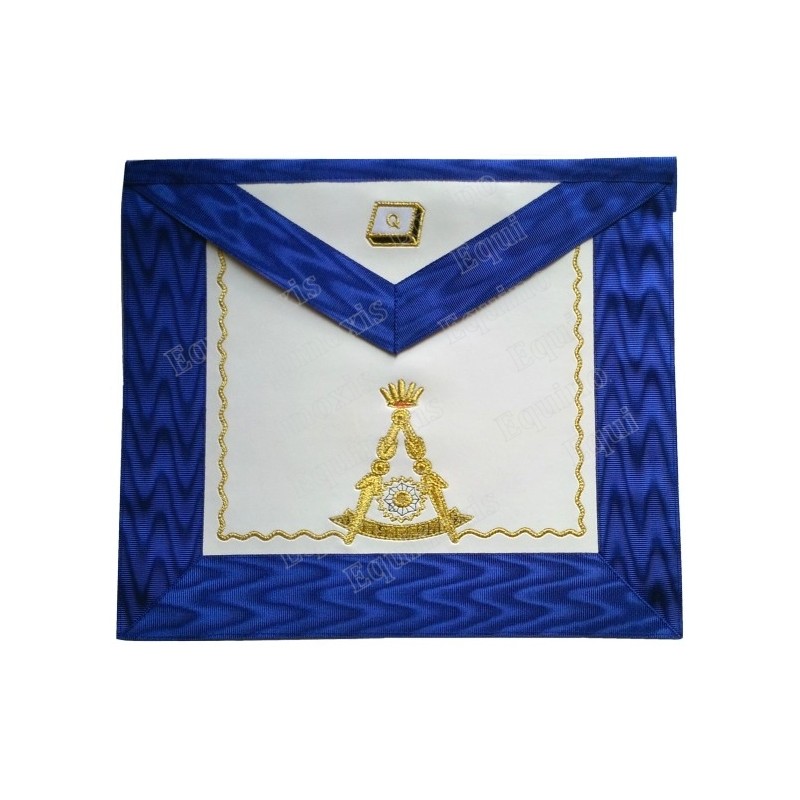 Fake-leather Masonic apron – ASSR – 14th degree – Blue back – Machine-embroidered