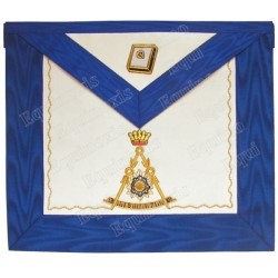 Fake-leather Masonic apron – Scottish Rite (AASR) – 14th degree – Blue back – Hand embroidery