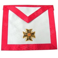 Leather Masonic apron – Scottish Rite (AASR) – 18th degree – Knight Rose-Croix – Patted Templar cross – Patted cross – Hand embr
