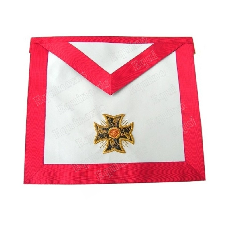 Leather Masonic apron – AASR – 18th degree – Knight Rose-Croix – Patted Templar cross – Croix pattée – Brodé main