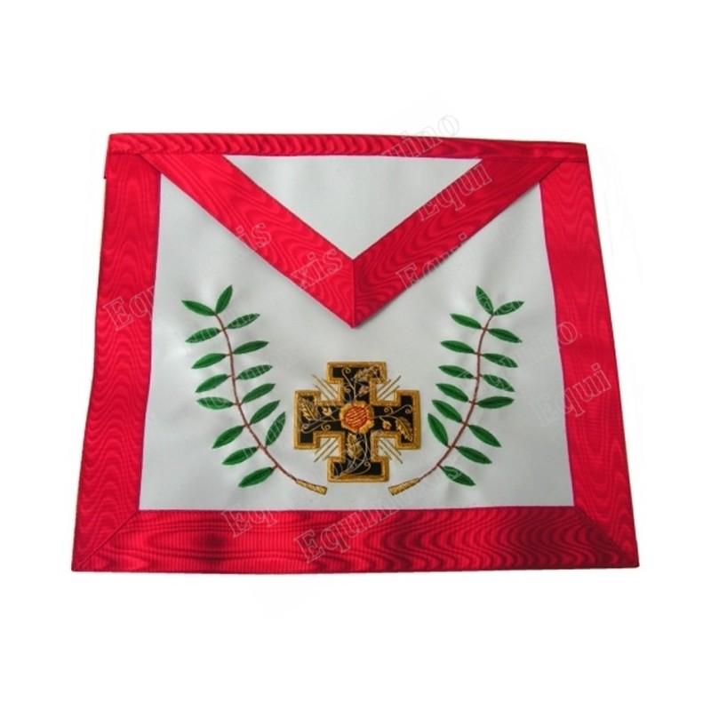 Fake-leather Masonic apron – AASR – 18th degree – Knight Rose-Croix – Patted cross + acacia twigs