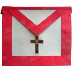 Fake-leather Masonic apron – Scottish Rite (AASR) – 18th degree – Knight Rose-Croix – Latin cross – Machine embroidery