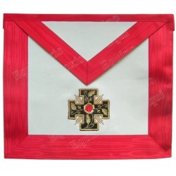 Fake-leather Masonic apron – Scottish Rite (ASSR) – 18th degree – Knight Rose-Croix – Cross potent