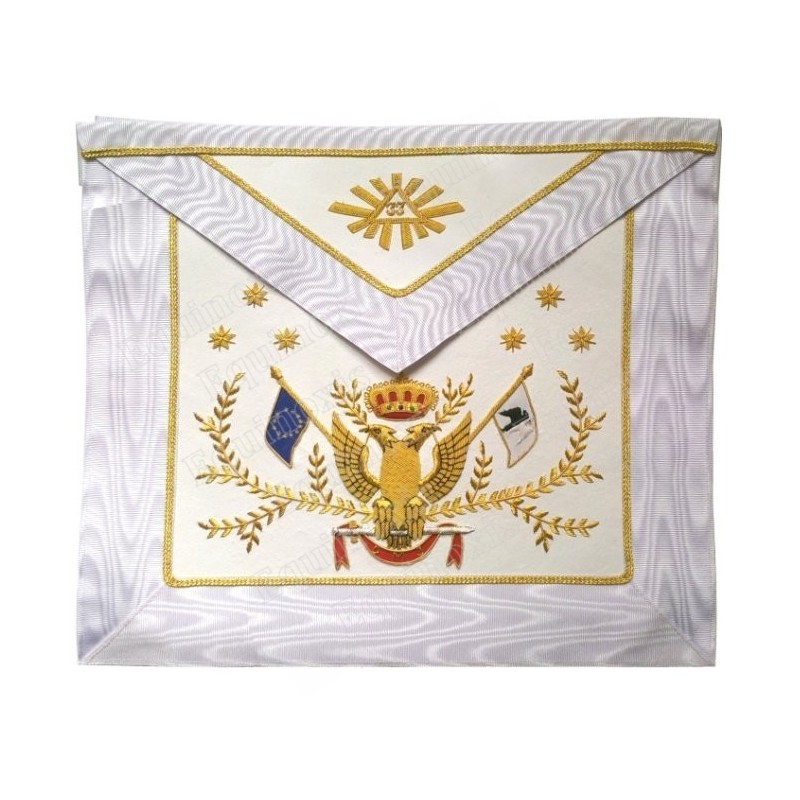 Leather Masonic apron – ASSR – 33rd degree – European flag