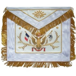 Leather Masonic apron – Scottish Rite (ASSR) – 33rd degree avec fringe – Drapeau français