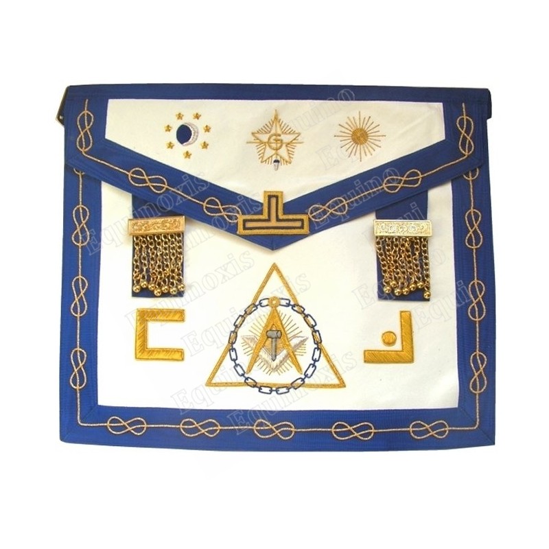 Leather Masonic apron – Rite Opératif de Solomon– Worshipful Master –Mourning back