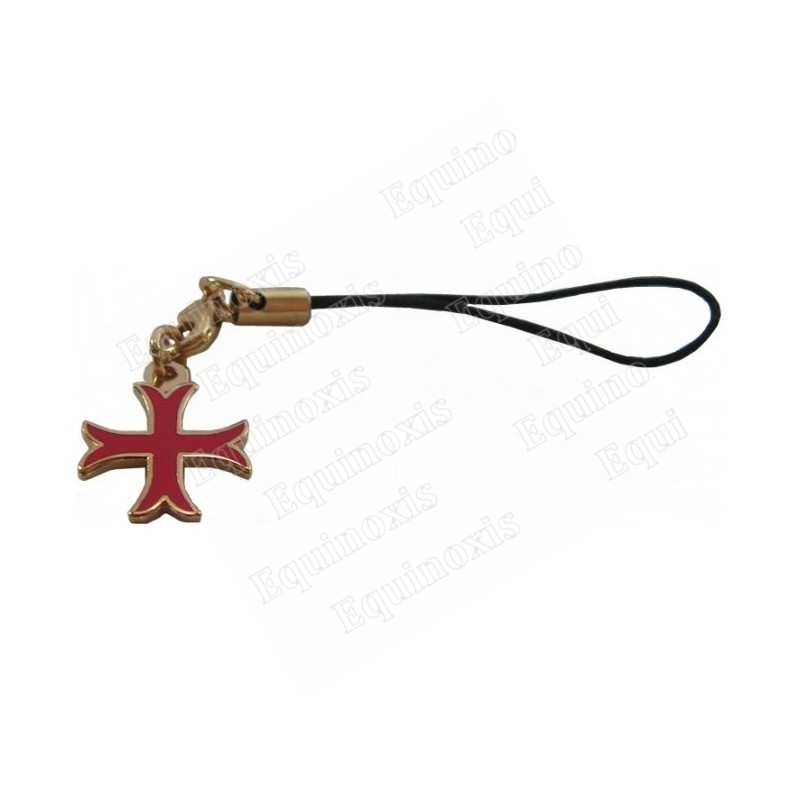 Templar mobile phone charm – Inward-patted Templar cross – Red enamel