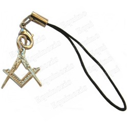 Masonic mobile phone charm – Square-and-compass – Gold finish