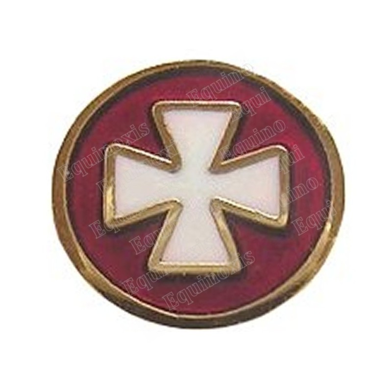 Masonic lapel pin – Templar cross – White againt red background