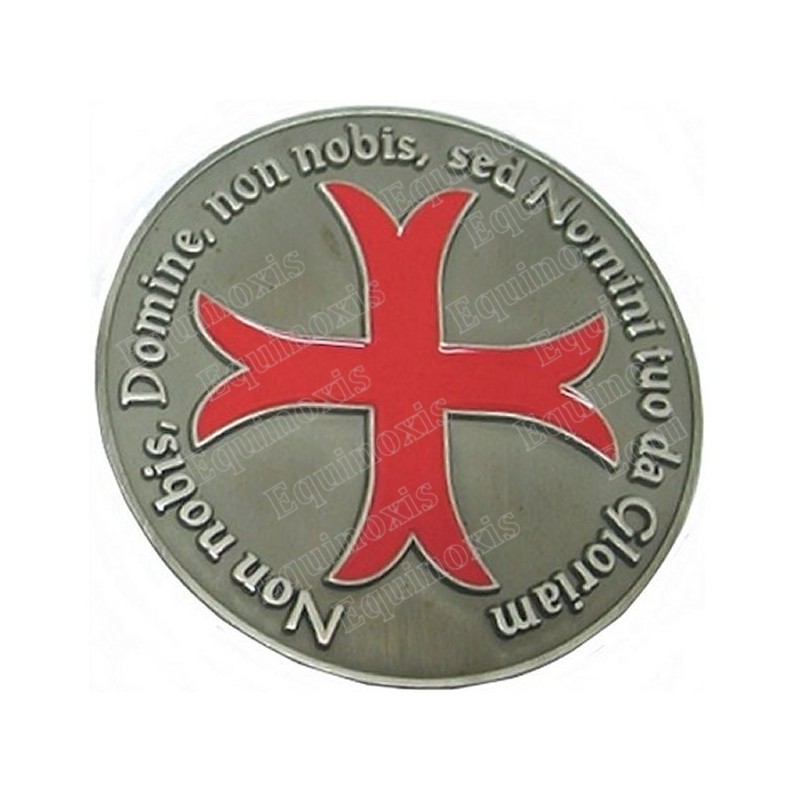 Templar paperweight – 3D Templar cross with motto – Antique silver