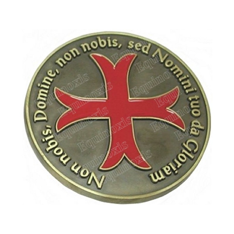 Templar paperweight – 3D Templar cross with motto – Antique bronze