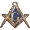 Masonic lapel pin – Square and compass + G, with blue enamel – Large