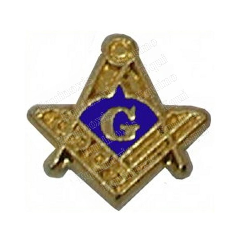 Masonic lapel pin – Square-and-compass + G, with blue enamel – Small