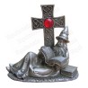 Pewter magician figurine – Magician reading at the foot of a cross
