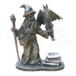 Magician pewter figurine – Magician with baby dragon