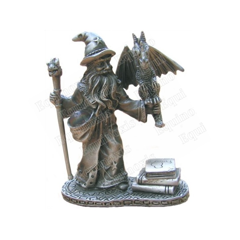 Magician pewter figurine – Magician with baby dragon