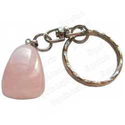 Gemstone keyring – Pink-quartz tumbled stone