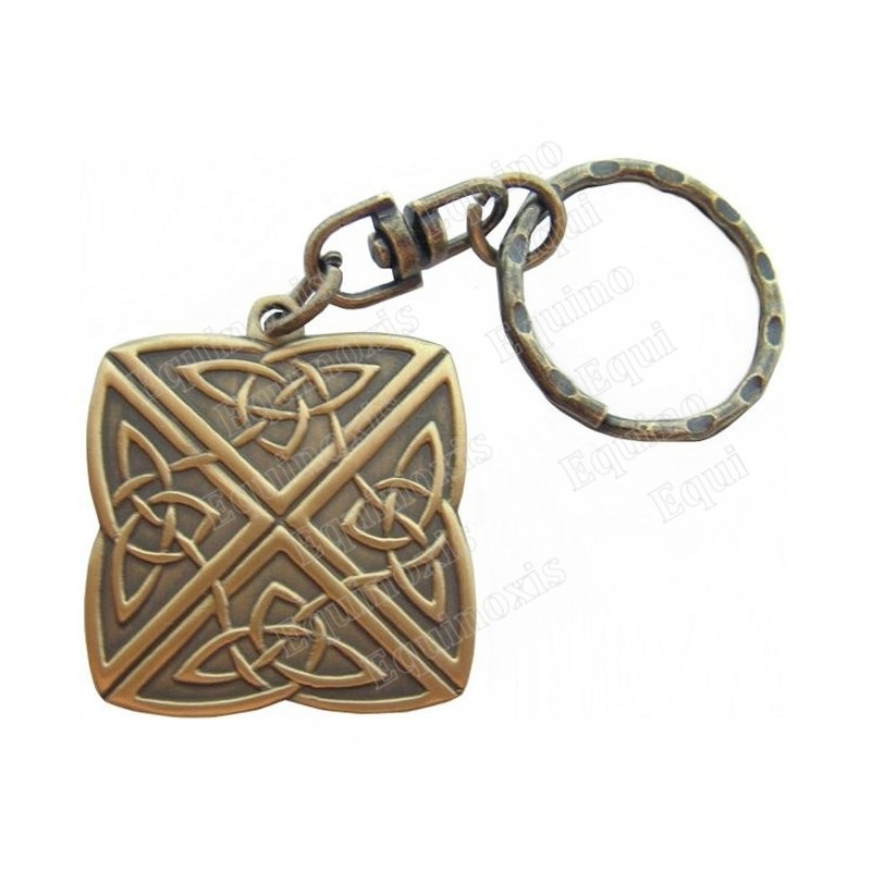 Celtic keyring – Four-direction knot – Square – Antique bronze