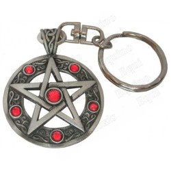 Symbolic keyring – Pentagramme with red stones