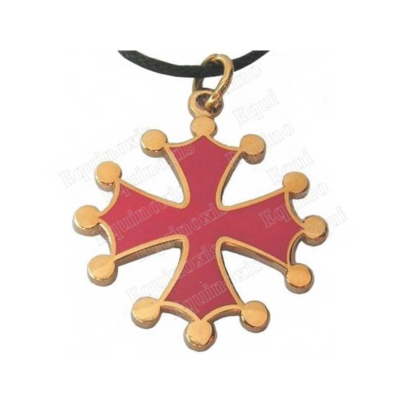 Occitania pendant – Occitania cross w/ red enamel – Gold – Large