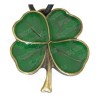 Celtic pendant – Four-leaved Clover with green enamel – Antique bronze