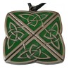 Celtic pendant – Four-direction knot – Square – Green enamel