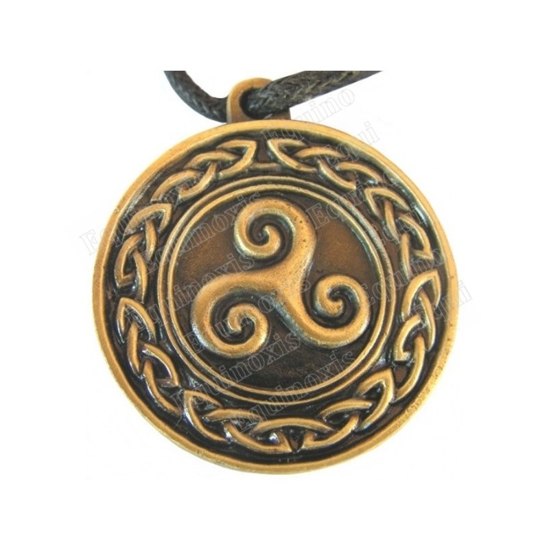Celtic pendant – Triskell with Celtic knot – Antique bronze