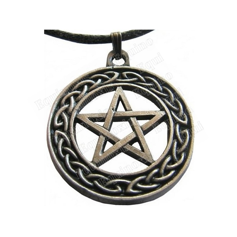 Celtic pendant – Pentagramme with Celtic knot – Antique silver