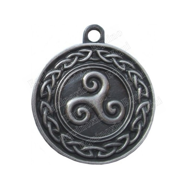 Celtic pendant – Triskell with Celtic knot – Antique silver