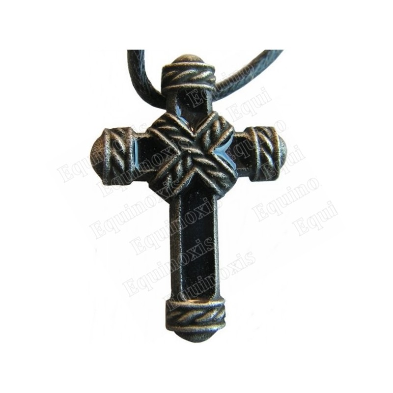 Cross pendant – Tied cross, with black enamel
