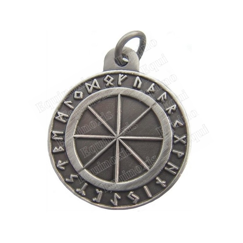 Symbolic pendant – Runic wheel – Antique silver
