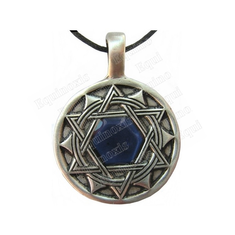 Symbolic pendant – Double hexagramme with blue stone