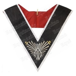 Masonic collar – Scottish Rite (AASR) – 32rd degree – Great glory + flaming daggers – Machine embroidery