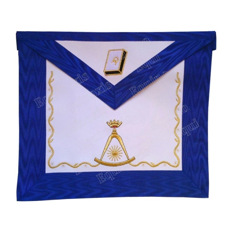 Fake-leather Masonic apron – ASSR – 14th degree – Blue back – 2 – Machine-embroidered
