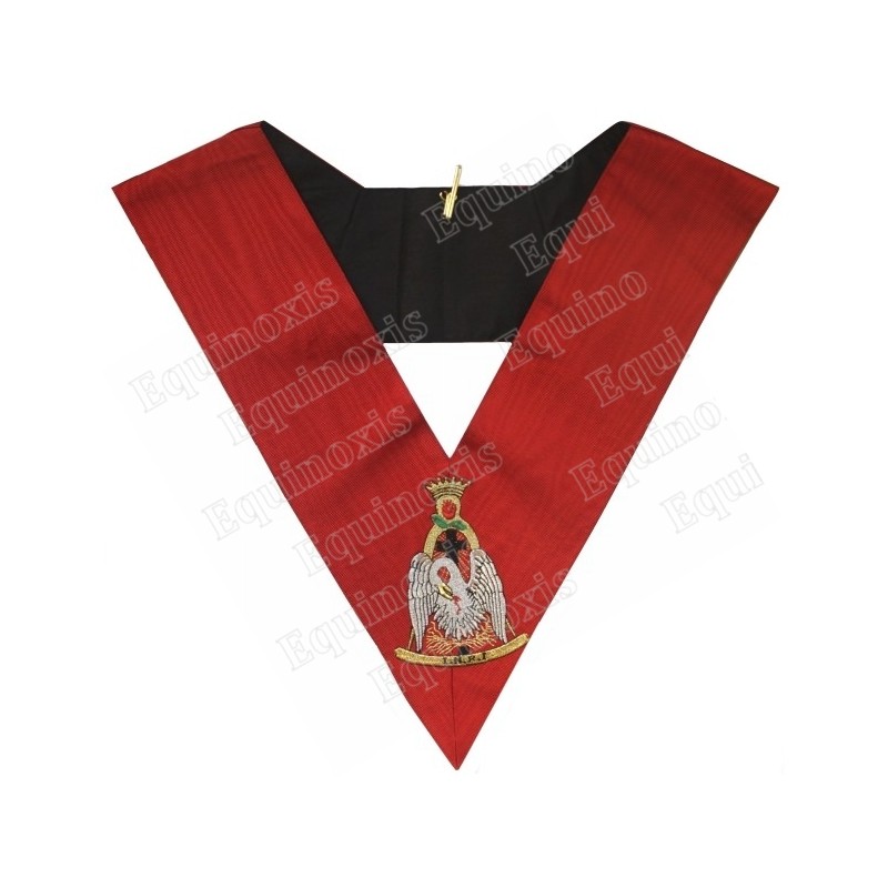 Masonic Officer's collar – ASSR – 18th degree – Knight Rose Croix – Pélican – Machine-embroidered