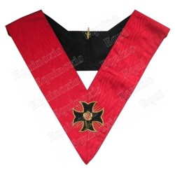 Masonic collar – Scottish Rite (ASSR) – 18th degree – Knight Rose Croix –  Croix pattée simple – Machine embroidery