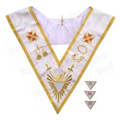 Masonic collar – Scottish Rite (ASSR) – 31 / 32 / 33rd degrees – Grand glory + swords + EJ – Machine embroidery