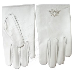 Masonic leather gloves blanc – Equerre et Compas blancs – Size XL