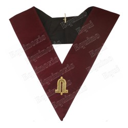 Sautoir maçonnique velours – Scottish Rite (ASSR) – 14th degree – Junior Warden – Hand embroidery