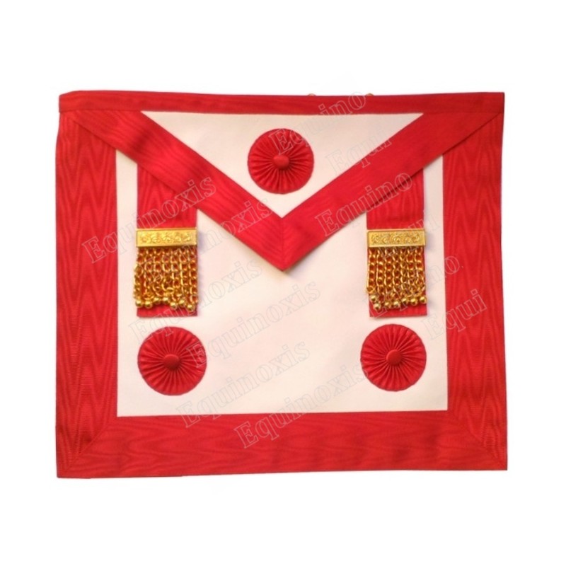 Leather Masonic apron – AASR – Master Mason – 3 rosettes + tassles – Black back