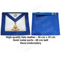 Fake-leather Masonic apron – AASR – 14th degree – Blue back – Hand embroidery
