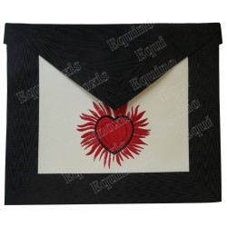 Fake-leather Masonic apron – Scottish Rite (AASR) – 11th degree – Flaming heart– Machine embroidery