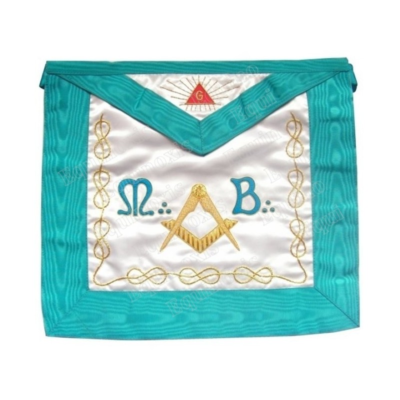 Satin Masonic apron – Worshipful Master – Groussier French Rite – Mourning back