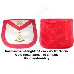 Leather Masonic apron – French Chapter – 2nd Order – Compass – Rounded angles
