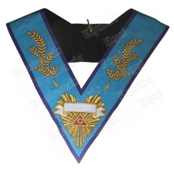 Masonic collar – Memphis-Misraim – Worshipful Master – Acacia 108 leaves  + Name of the Lodge – Hand embroidery
