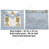 Leather Masonic apron – RSR – Worshipful Master – 3 taus + penderilles – 30 cm x 35 cm