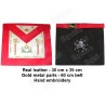 Leather Masonic apron – AASR – Master Mason – Columns + Moon and Sun + MB + Love knot – Hand-embroidered